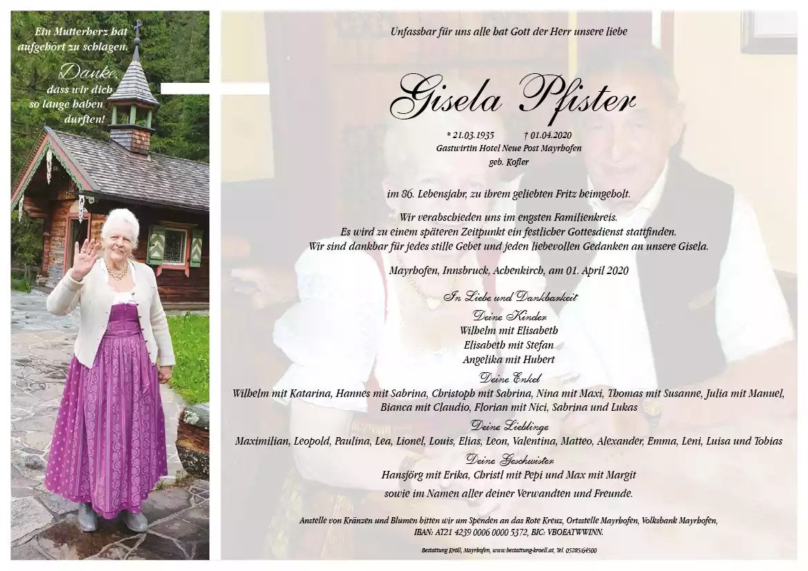 Parte von Gisela Pfister